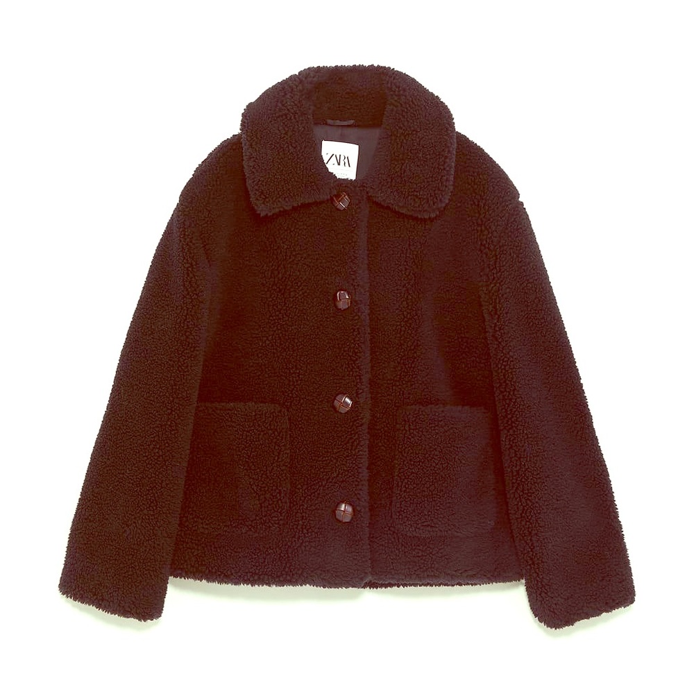 Zara fleece textured jacket size sm in black